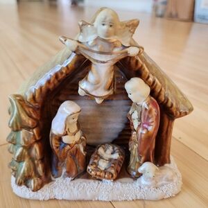 Vintage Ceramic Nativity Scene Christmas Figurine Statue Holiday Decor Creche